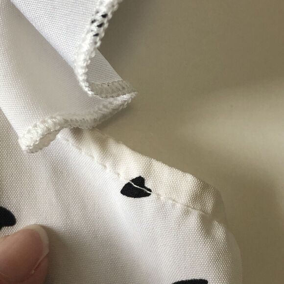 Shein Women's Heart Print Notched Neck Ruffle Sleeve Blouse White Size Medium - Picture 8 of 13